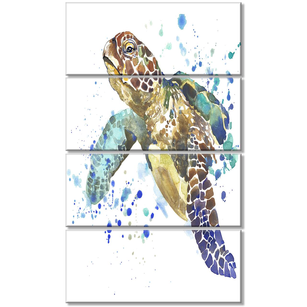 Designart - Blue Sea Turtle - Animal Canvas Art Print